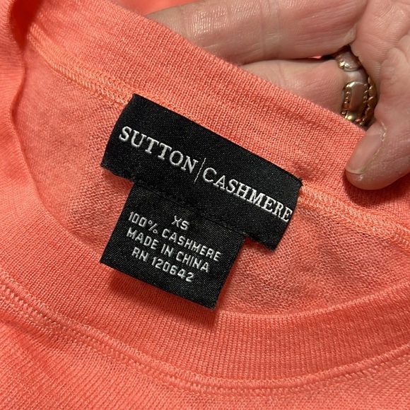 Sutton Studio Soft Coral Short Sleeve Cashmere Sweater XS - Picture 7 of 7